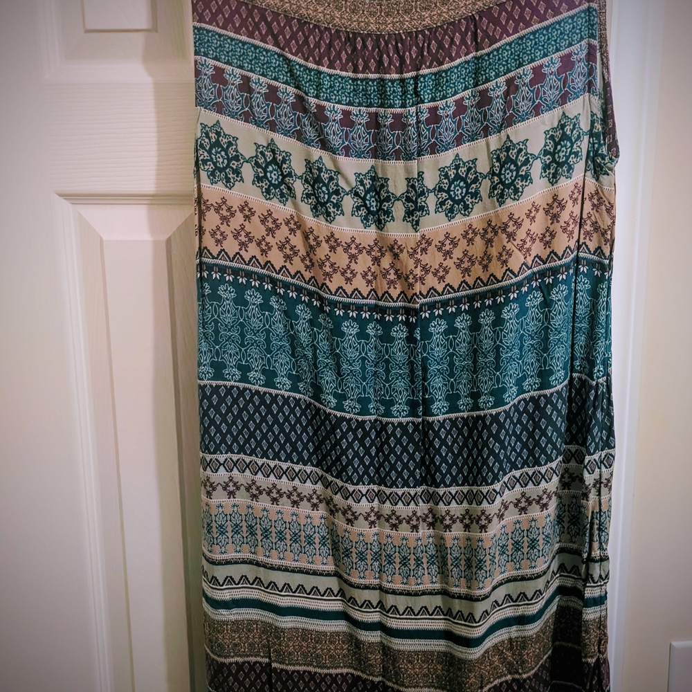 Beachlunchlounge A-Line Maxi Dress Blue and Cream Resort Wear